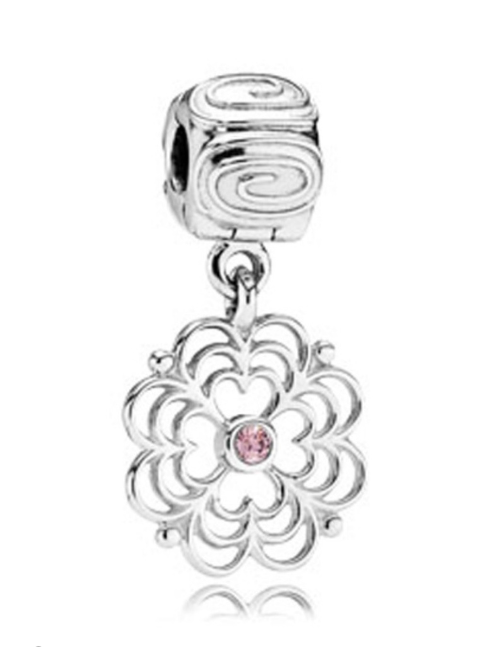 Pandora Dogwood Dangle Clip with Pink CZ